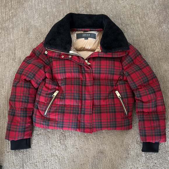 NB Series by Nicole Benisti Red and Black Plaid Puffer Jacket - Picture 4 of 13